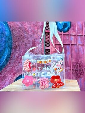 ‘SAKURA CHERRY’ Clear Medium Tote Bag 10”